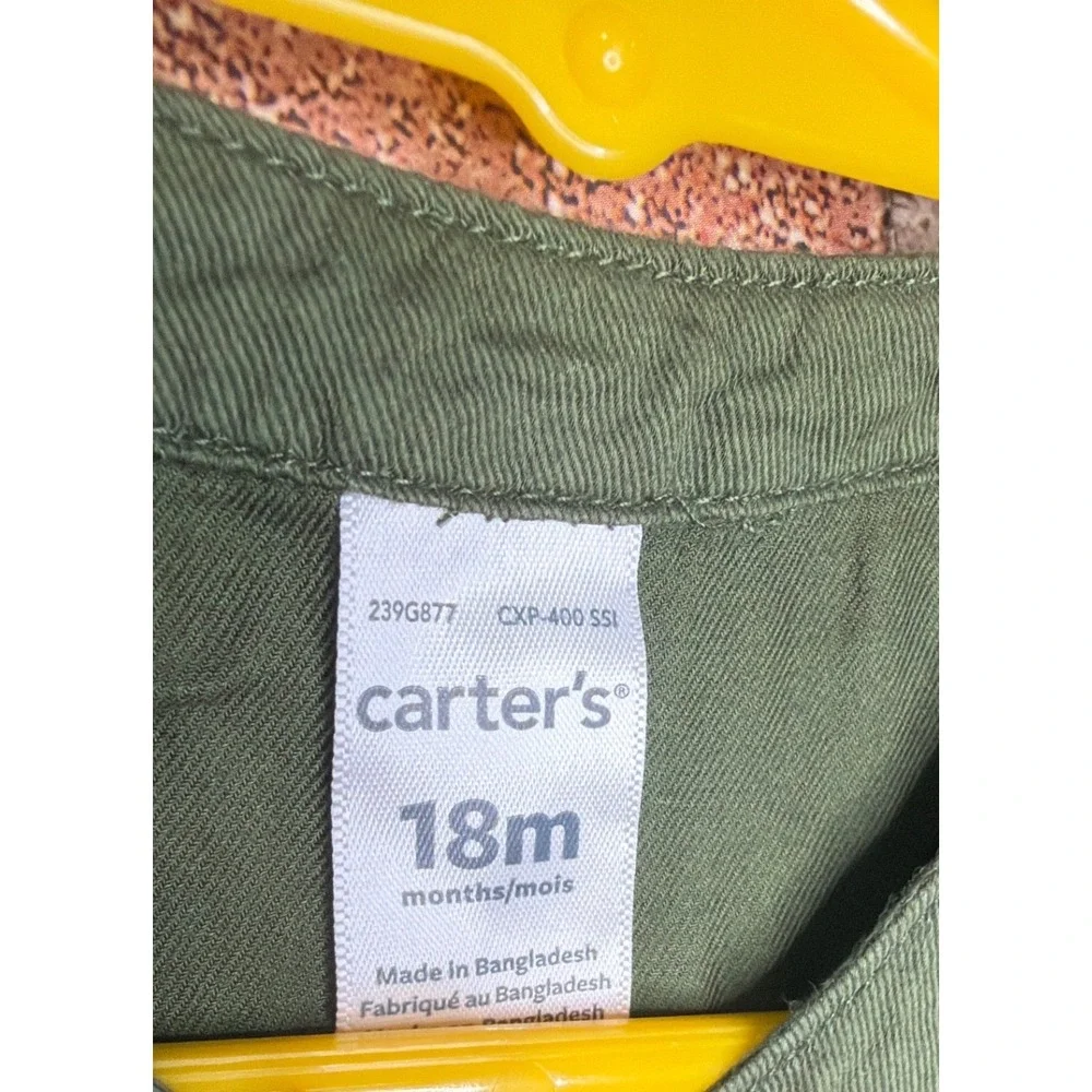 Carter's Baby Girl Olive Green Peplum Top Roll Tab Sleeve Shirt 18 Months